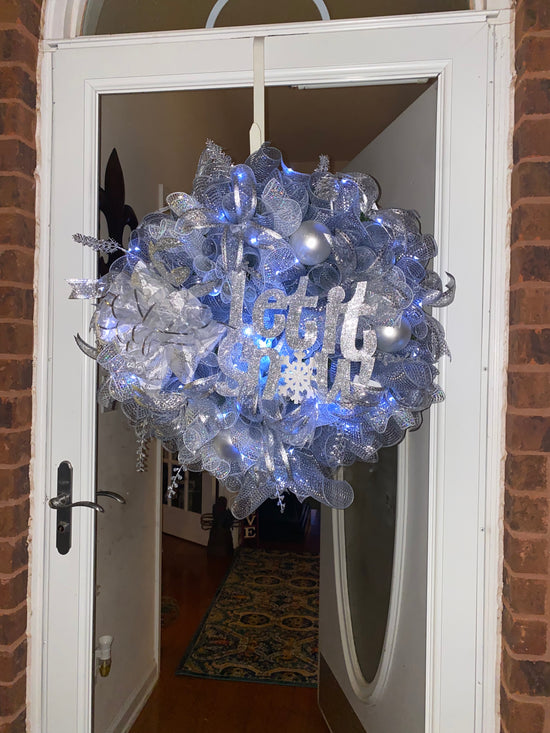 Christmas wreath, winter wreath, silver and white wreath, high quality wreath, small business wreath, black owned wreath business 