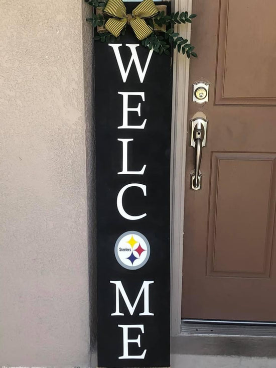 Porch signs, vertical sign, 6ft sign, Welcome porch sign, sports team porch signs, small business made signs, black owned sign business 